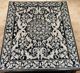 Elegant Marble Inlay Dining Table – MOP Inlaid Black Marble Table Top – Luxury Stone Art  Decor Unique Handicrafts IND